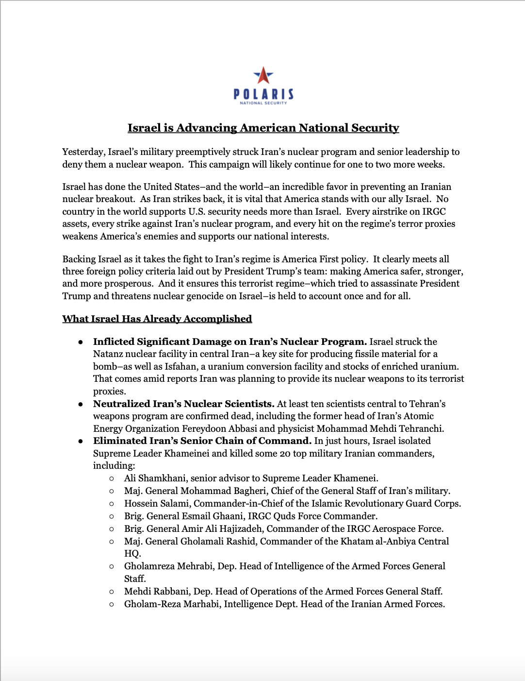 Israel is Advancing American National Security Preview Image